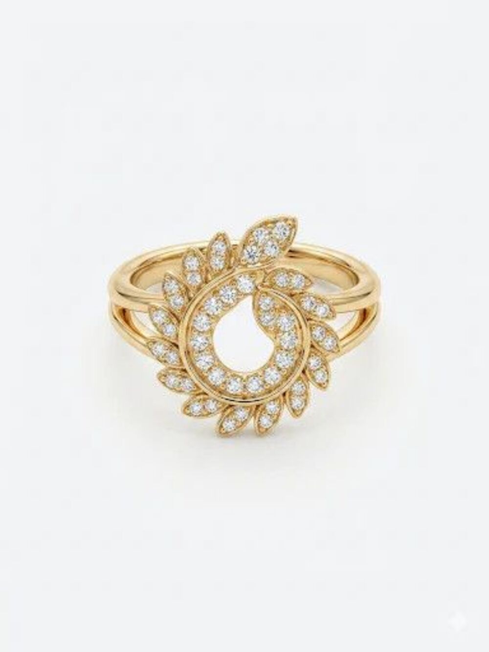 Sunburst Leaves Gold Plated Ring Size 7